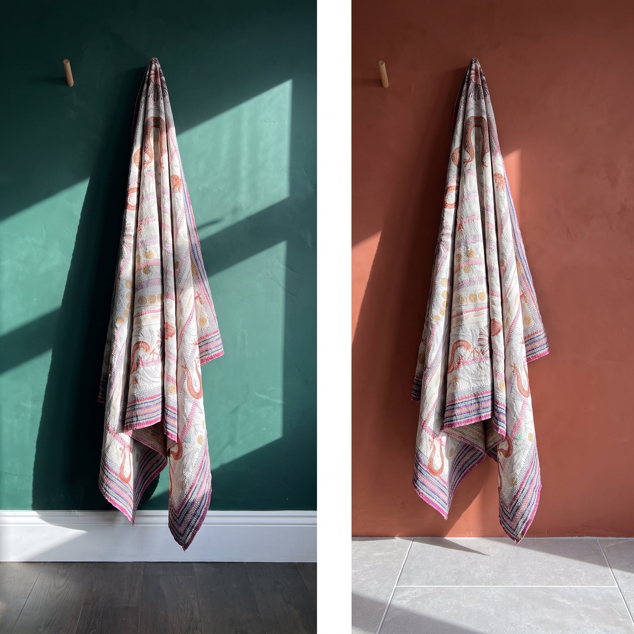 Zen Passage Reversible Luxury Vintage Suzani Kantha Throw