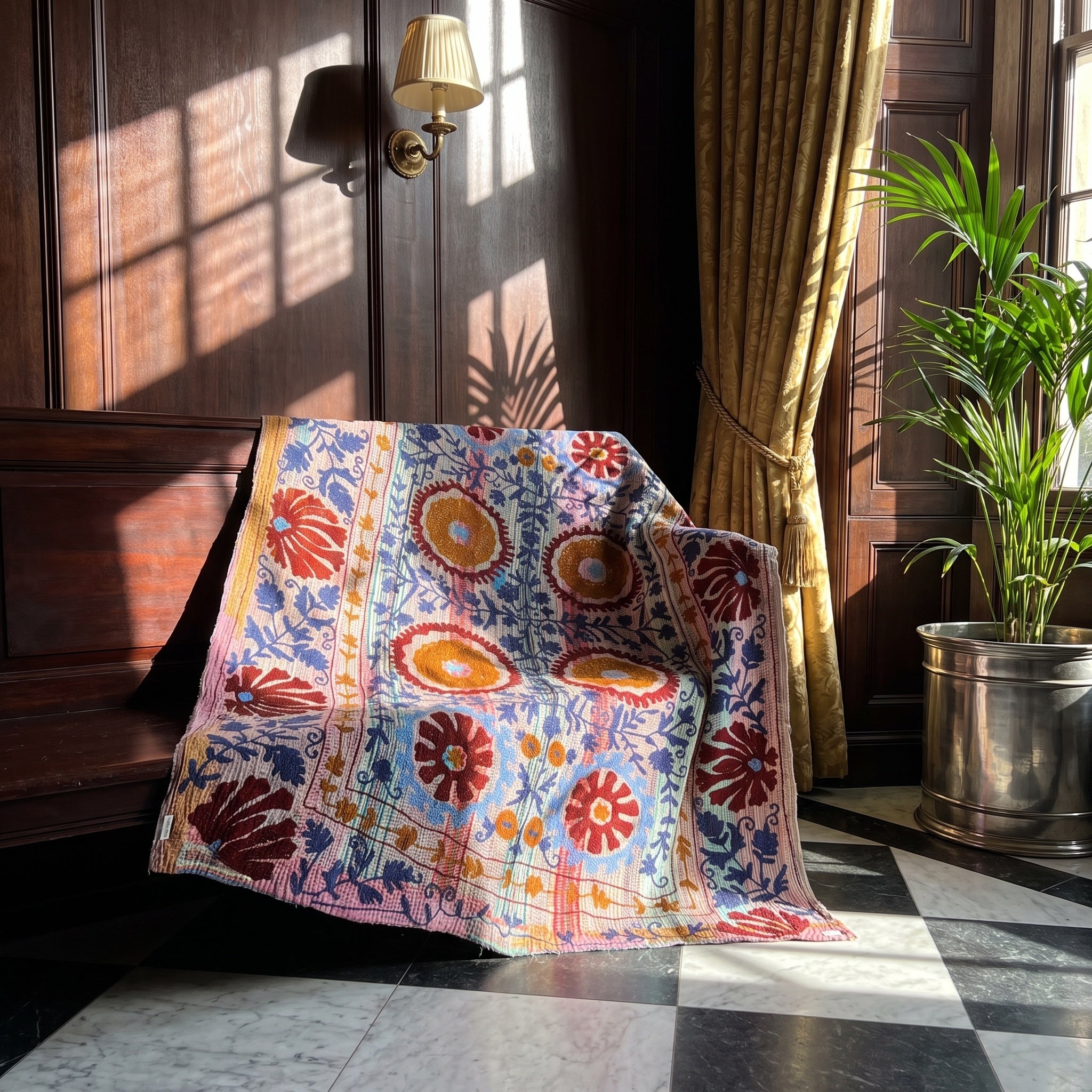 Whisper Vale Reversible Luxury Vintage Suzani Kantha Throw
