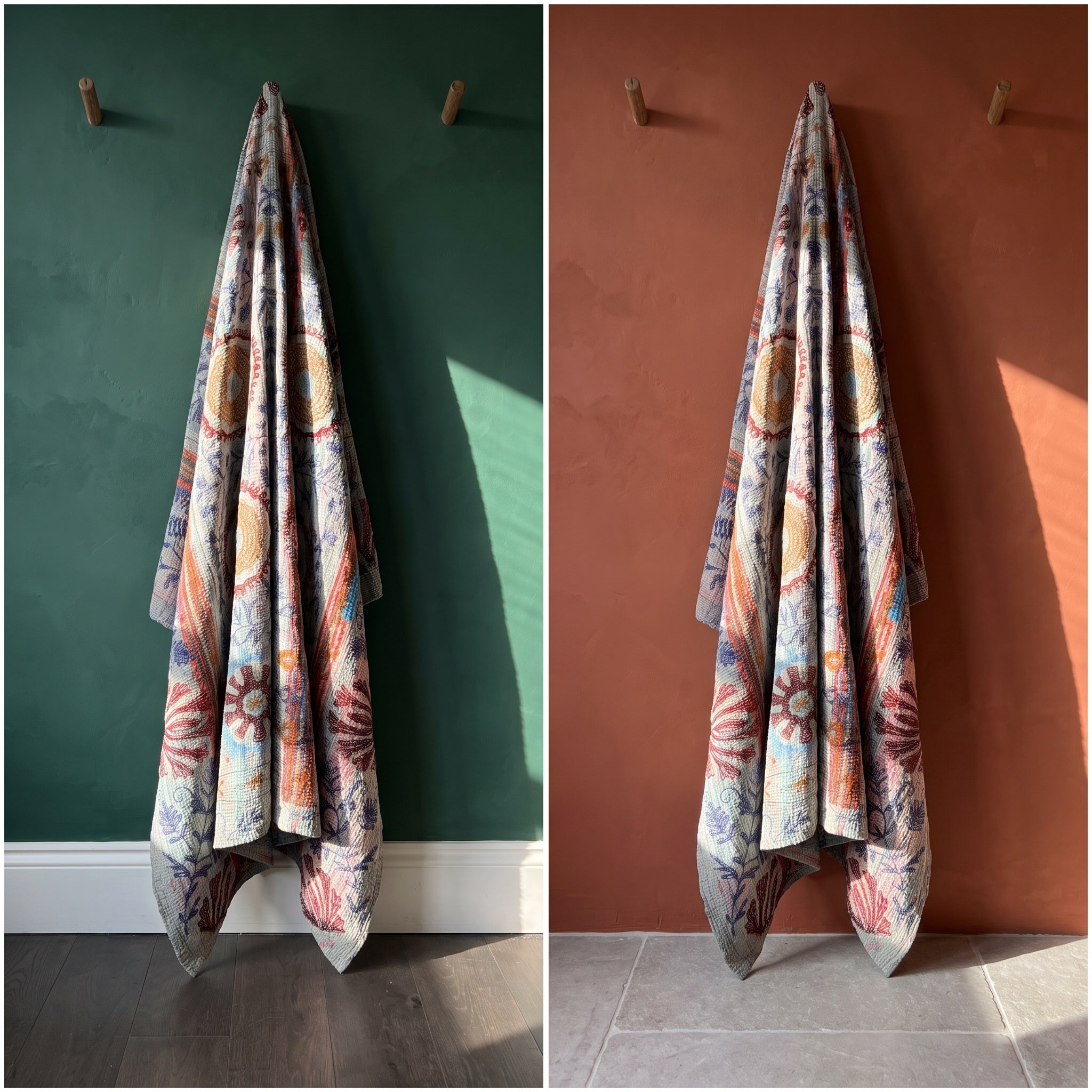 Whisper Vale Reversible Luxury Vintage Suzani Kantha Throw
