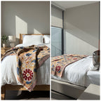 Heirloom Lotus Reversible Luxury Vintage Suzani Kantha Throw