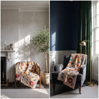 Heirloom Lotus Reversible Luxury Vintage Suzani Kantha Throw