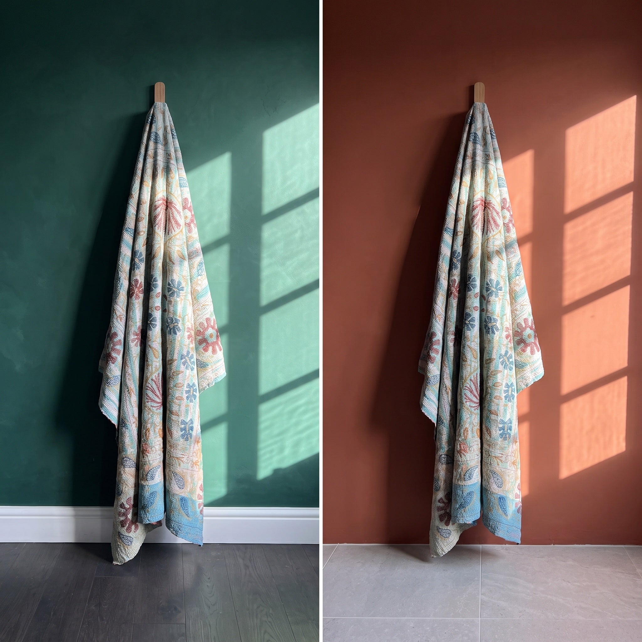 Heirloom Lotus Reversible Luxury Vintage Suzani Kantha Throw