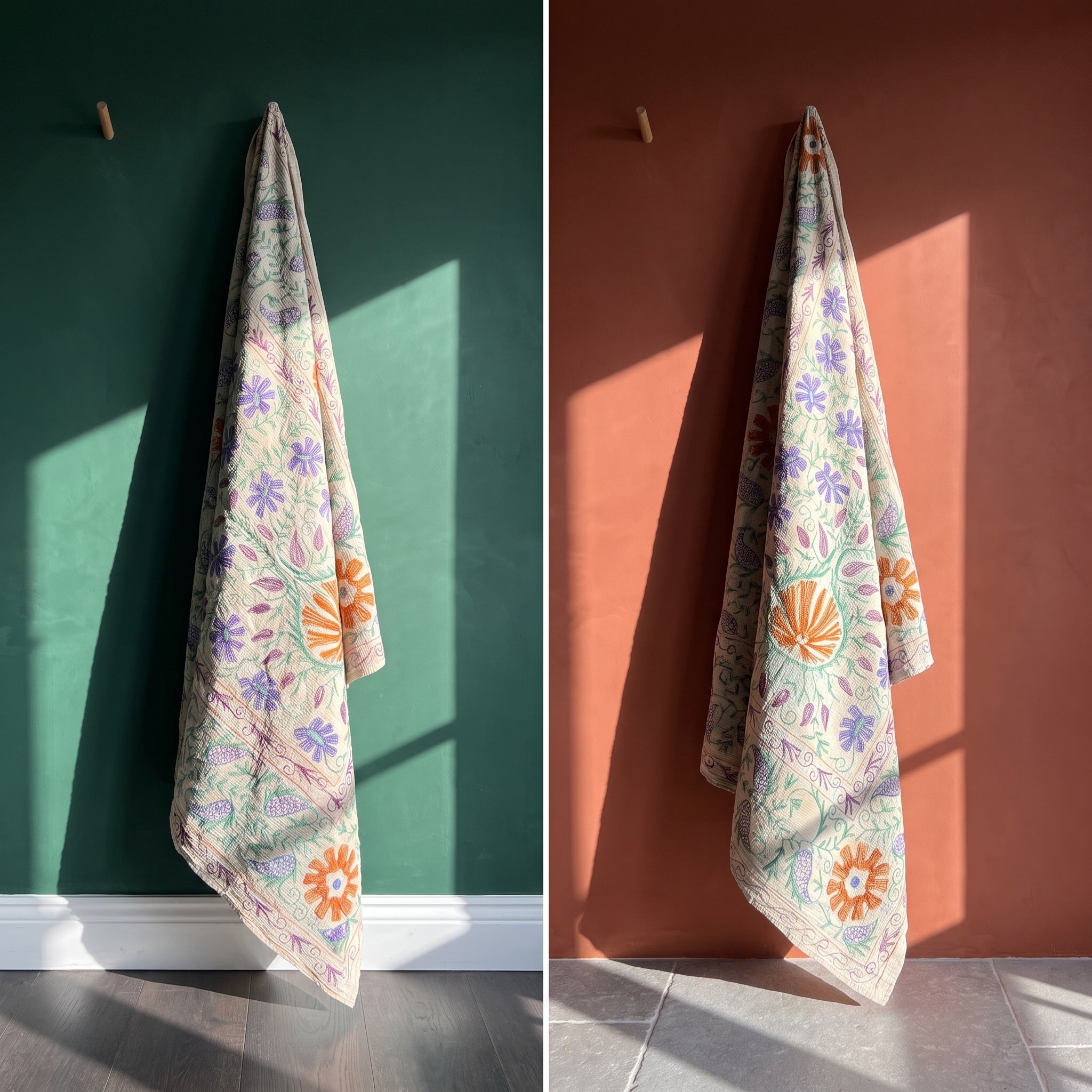 Hearth Story Reversible Luxury Vintage Suzani Kantha Throw