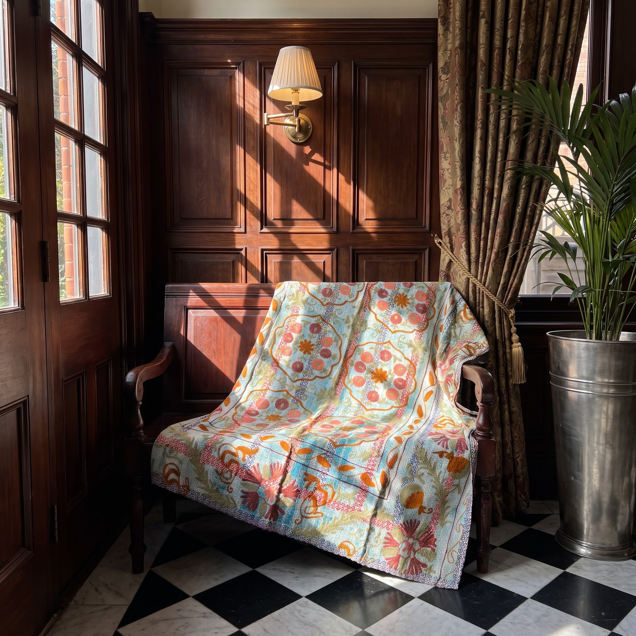 Quiet Reverie Reversible Luxury Vintage Suzani Kantha Throw