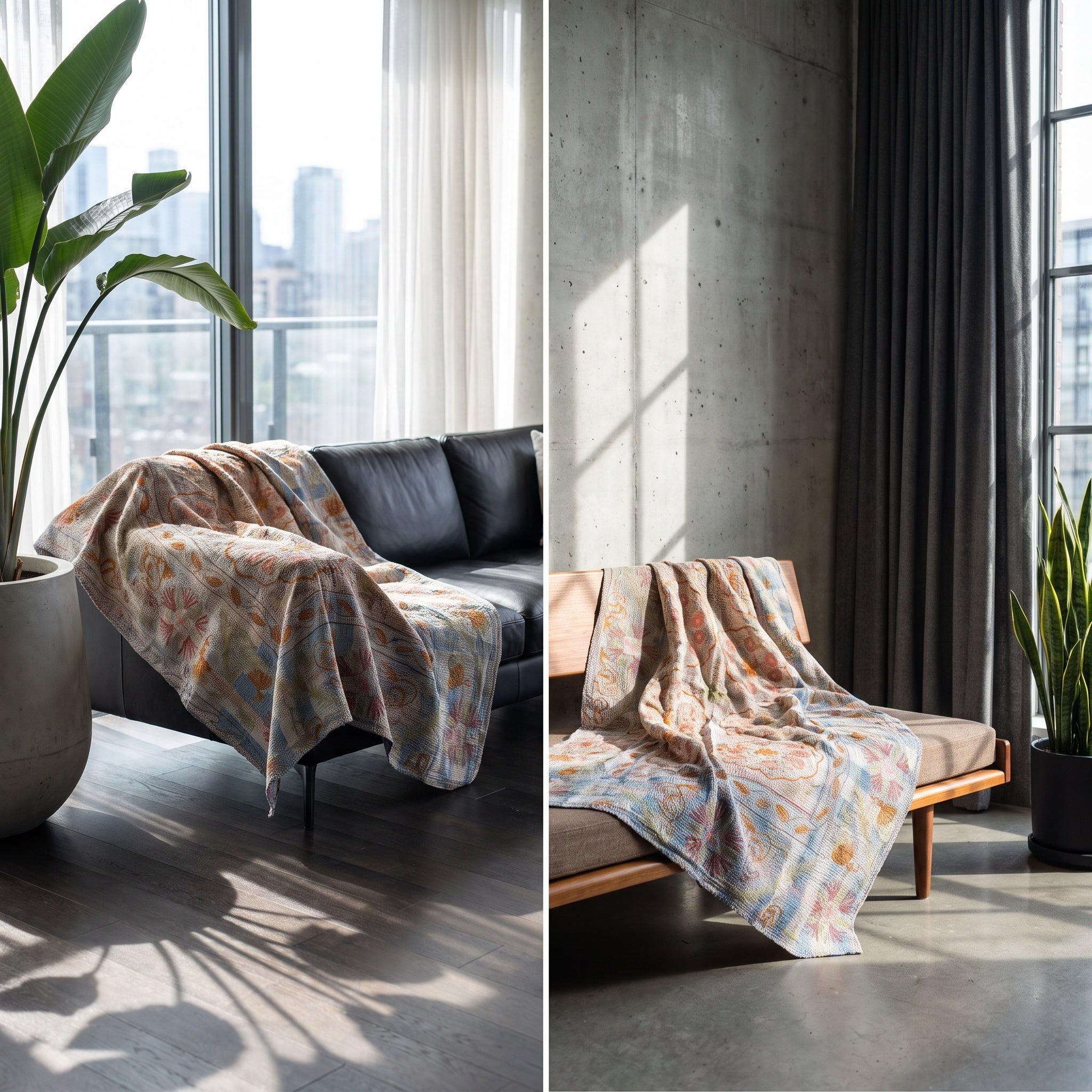 Quiet Reverie Reversible Luxury Vintage Suzani Kantha Throw