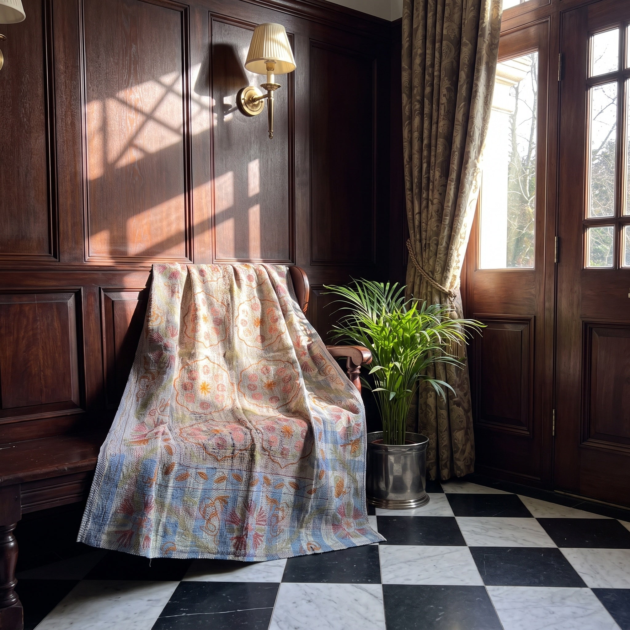 Quiet Reverie Reversible Luxury Vintage Suzani Kantha Throw