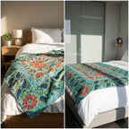 Moonlit Reverie Reversible Luxury Vintage Suzani Kantha Throw
