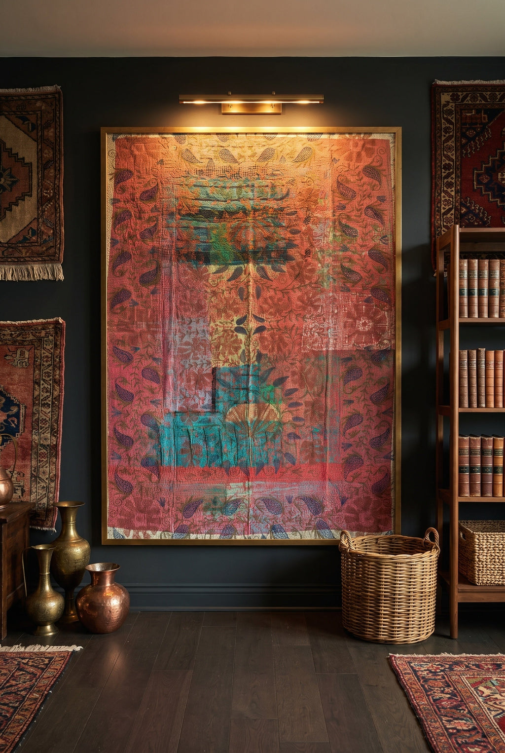 Moonlit Reverie Reversible Luxury Vintage Suzani Kantha Throw