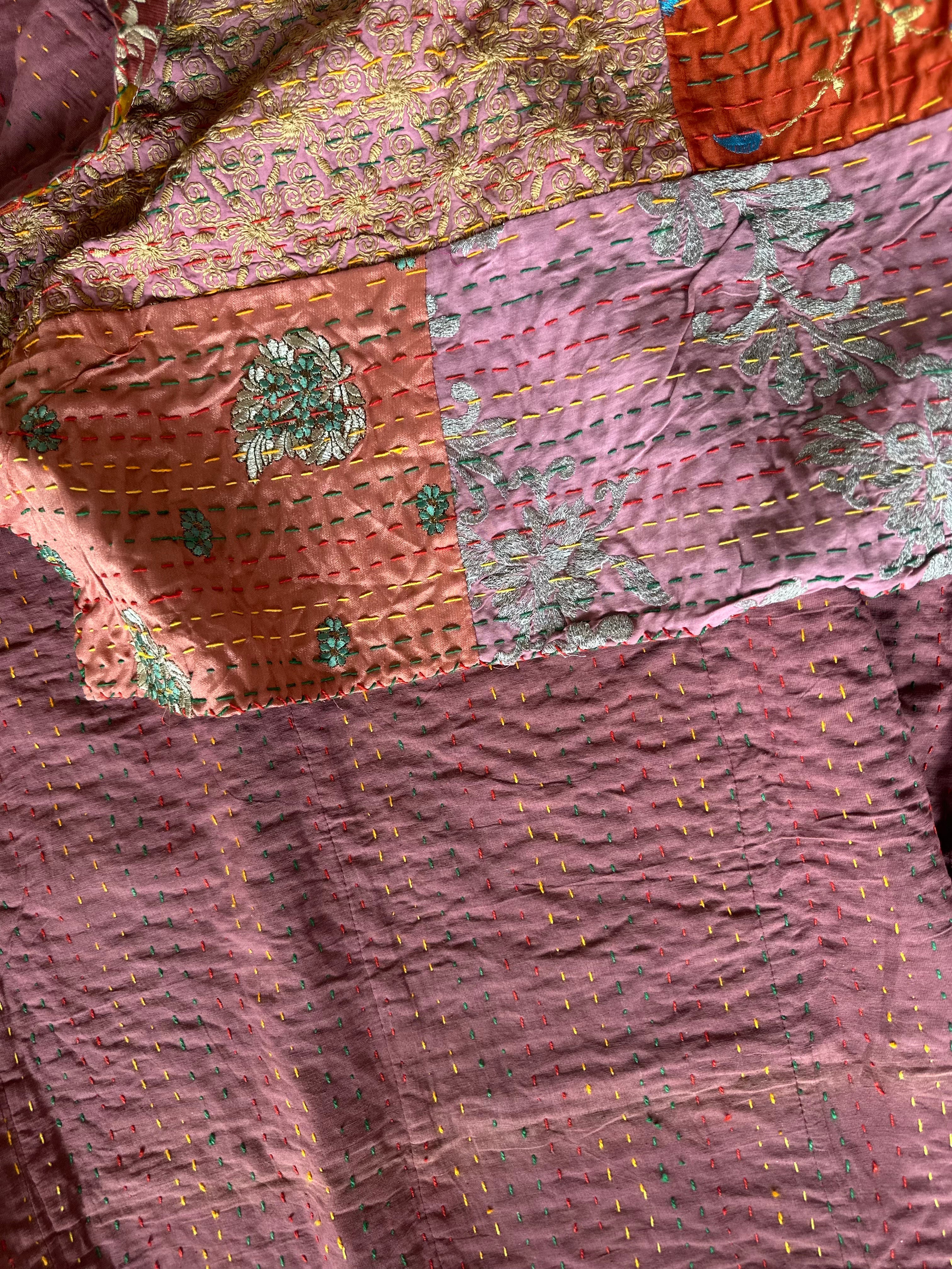Aura Indigo Luxury Patola Kantha Bedspread
