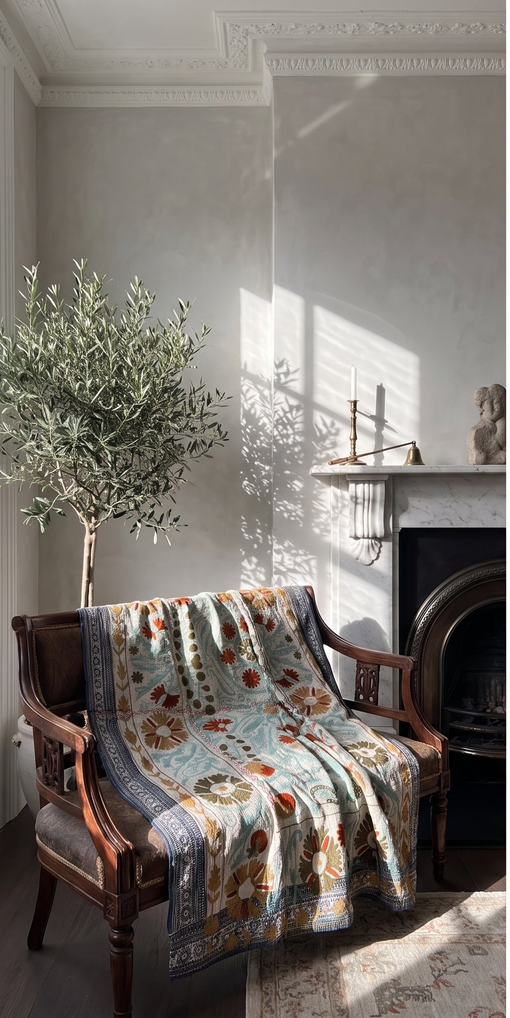 Meadow Reverie Reversible Luxury Vintage Suzani Kantha Throw