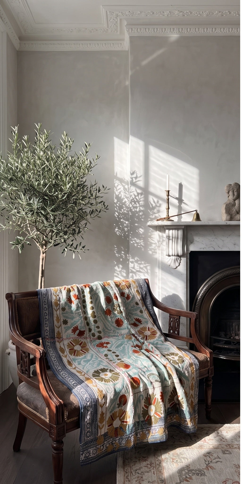Meadow Reverie Reversible Luxury Vintage Suzani Kantha Throw