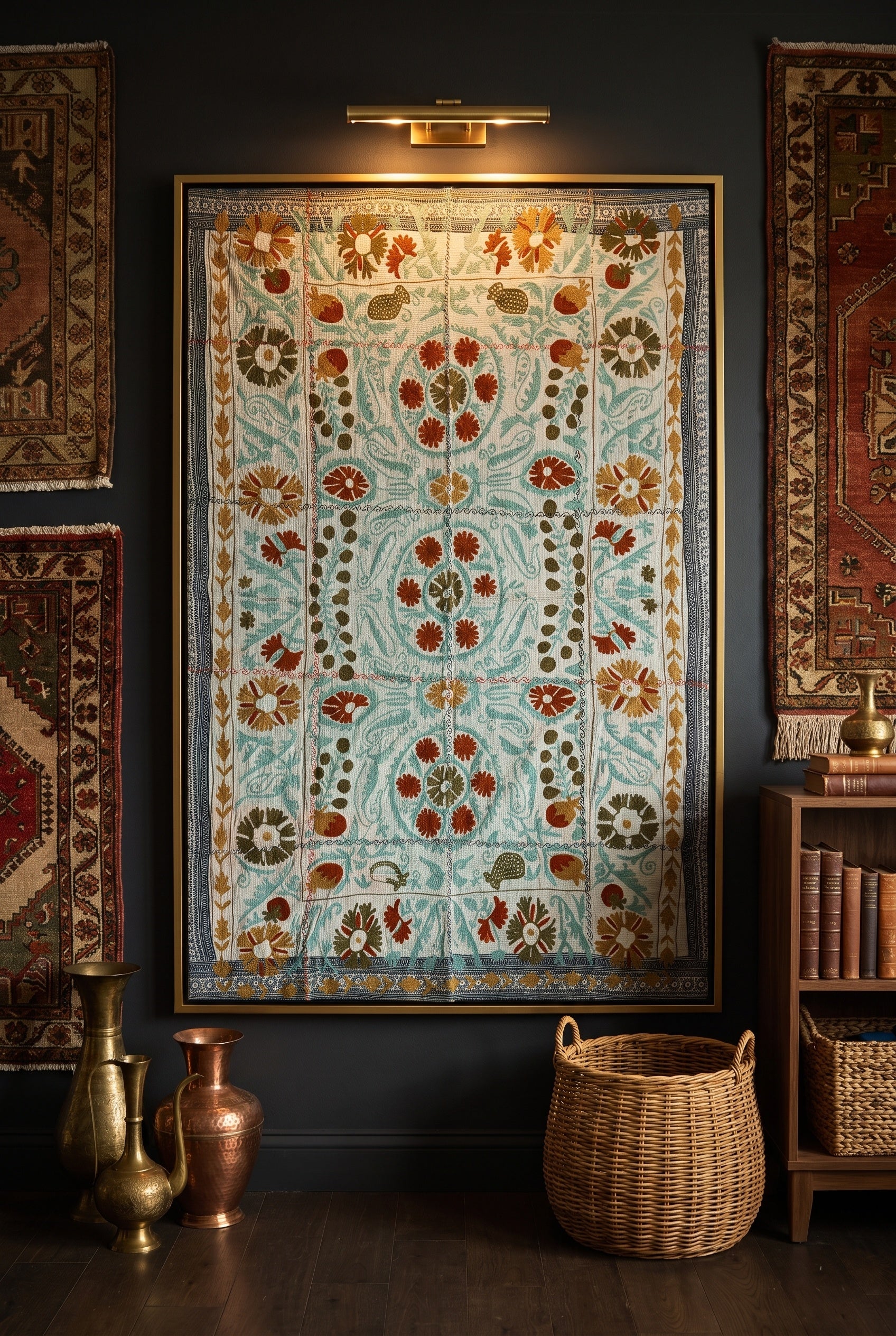 Meadow Reverie Reversible Luxury Vintage Suzani Kantha Throw
