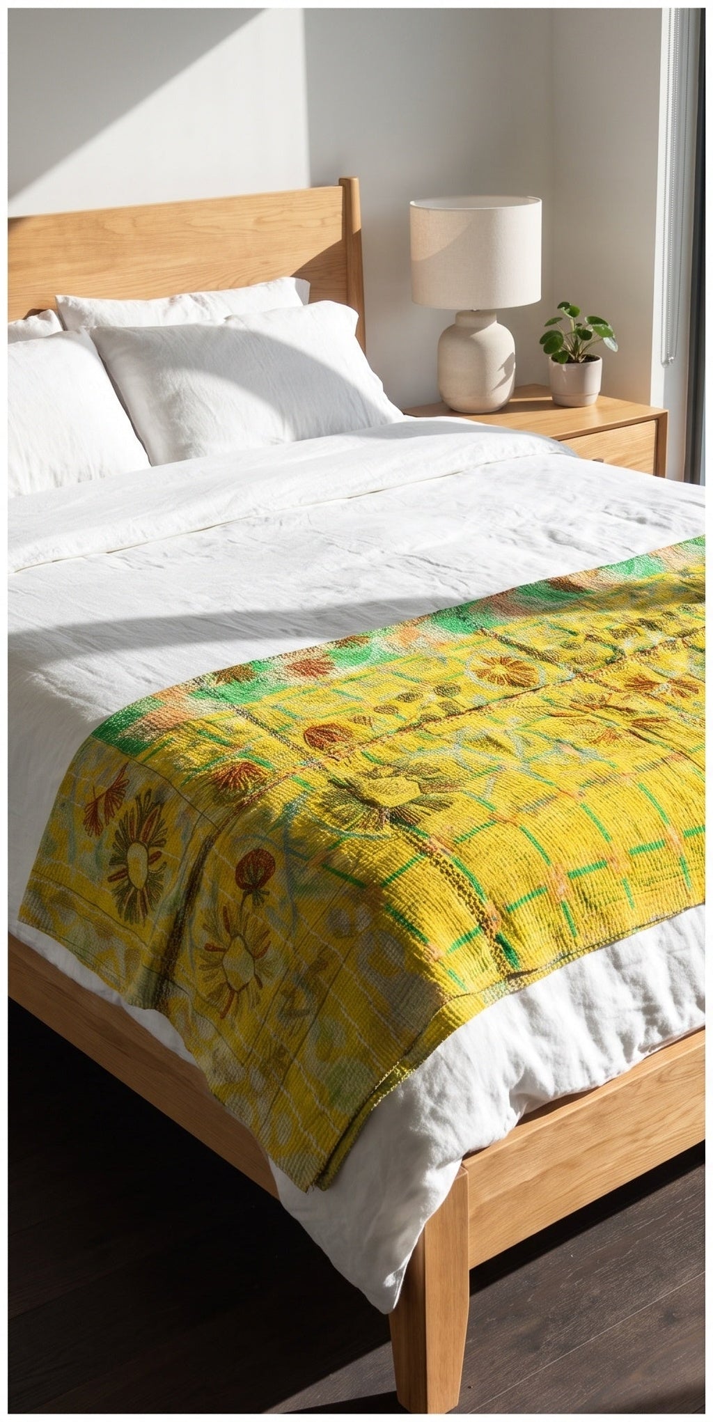 Meadow Reverie Reversible Luxury Vintage Suzani Kantha Throw