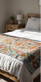 Saga Reverie Reversible Luxury Vintage Suzani Kantha Throw