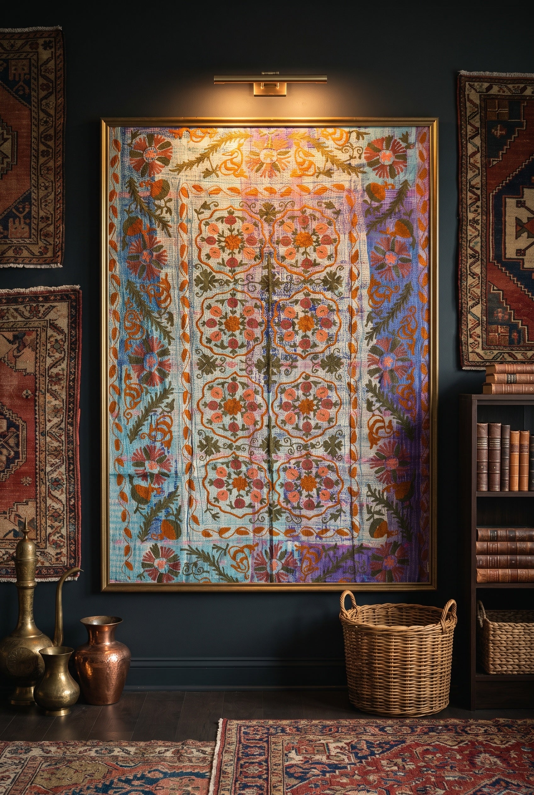 Saga Reverie Reversible Luxury Vintage Suzani Kantha Throw
