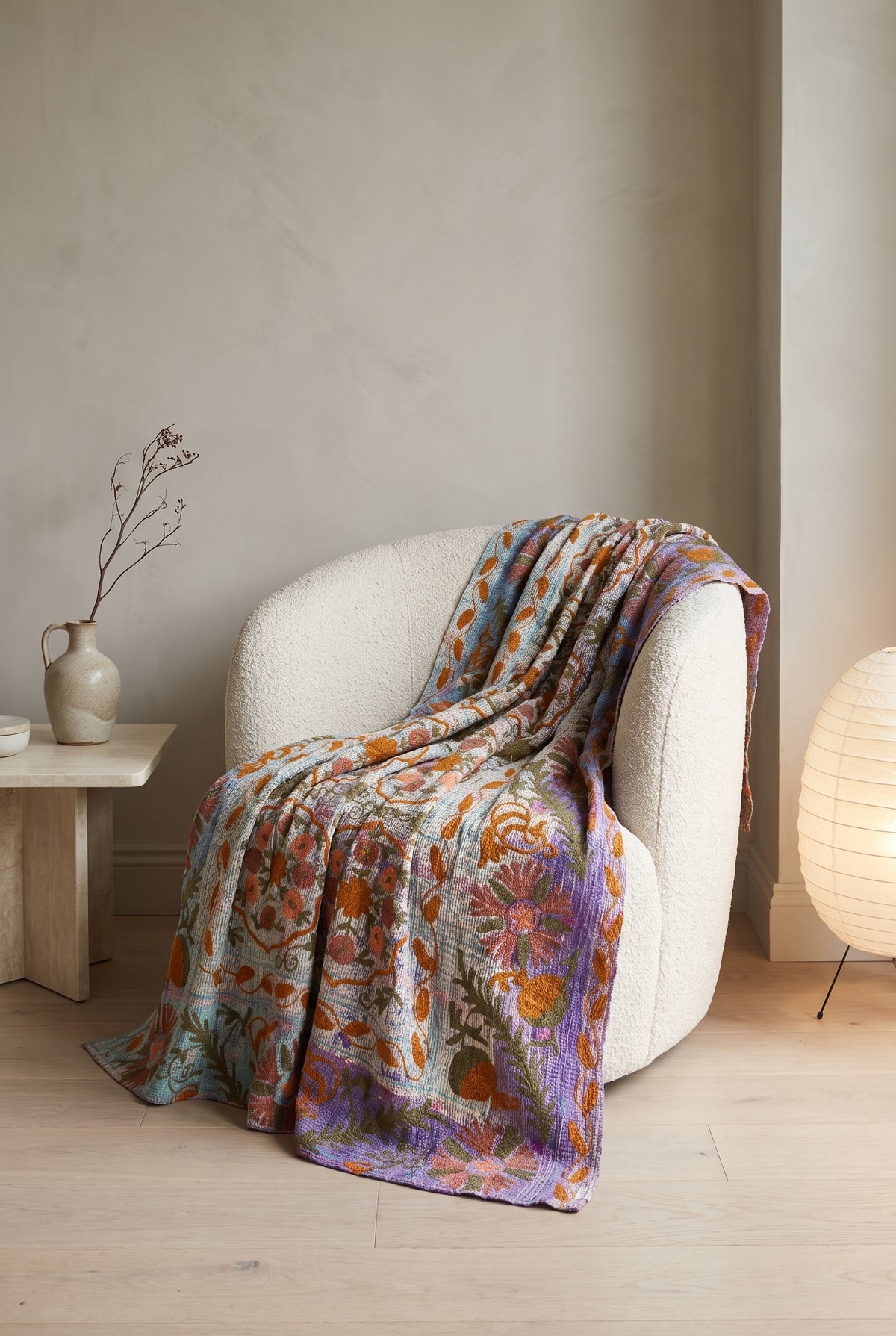 Saga Reverie Reversible Luxury Vintage Suzani Kantha Throw
