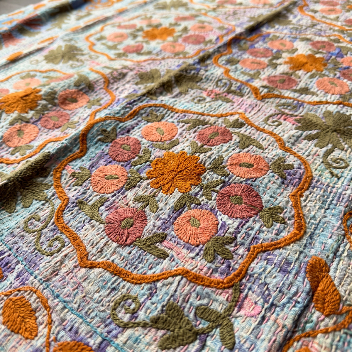 Saga Reverie Reversible Luxury Vintage Suzani Kantha Throw