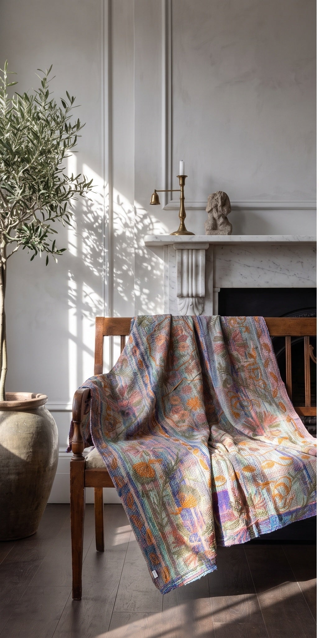 Saga Reverie Reversible Luxury Vintage Suzani Kantha Throw