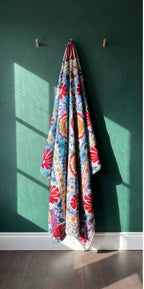 Botanical Fern Reversible Luxury Vintage Suzani Kantha Throw