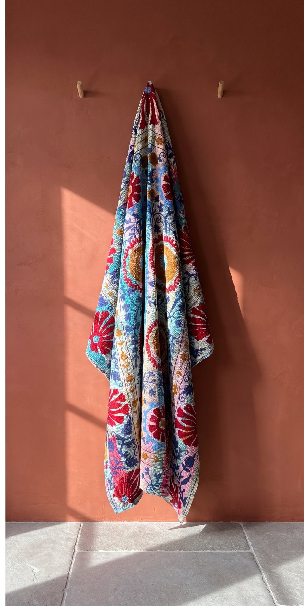 Botanical Fern Reversible Luxury Vintage Suzani Kantha Throw