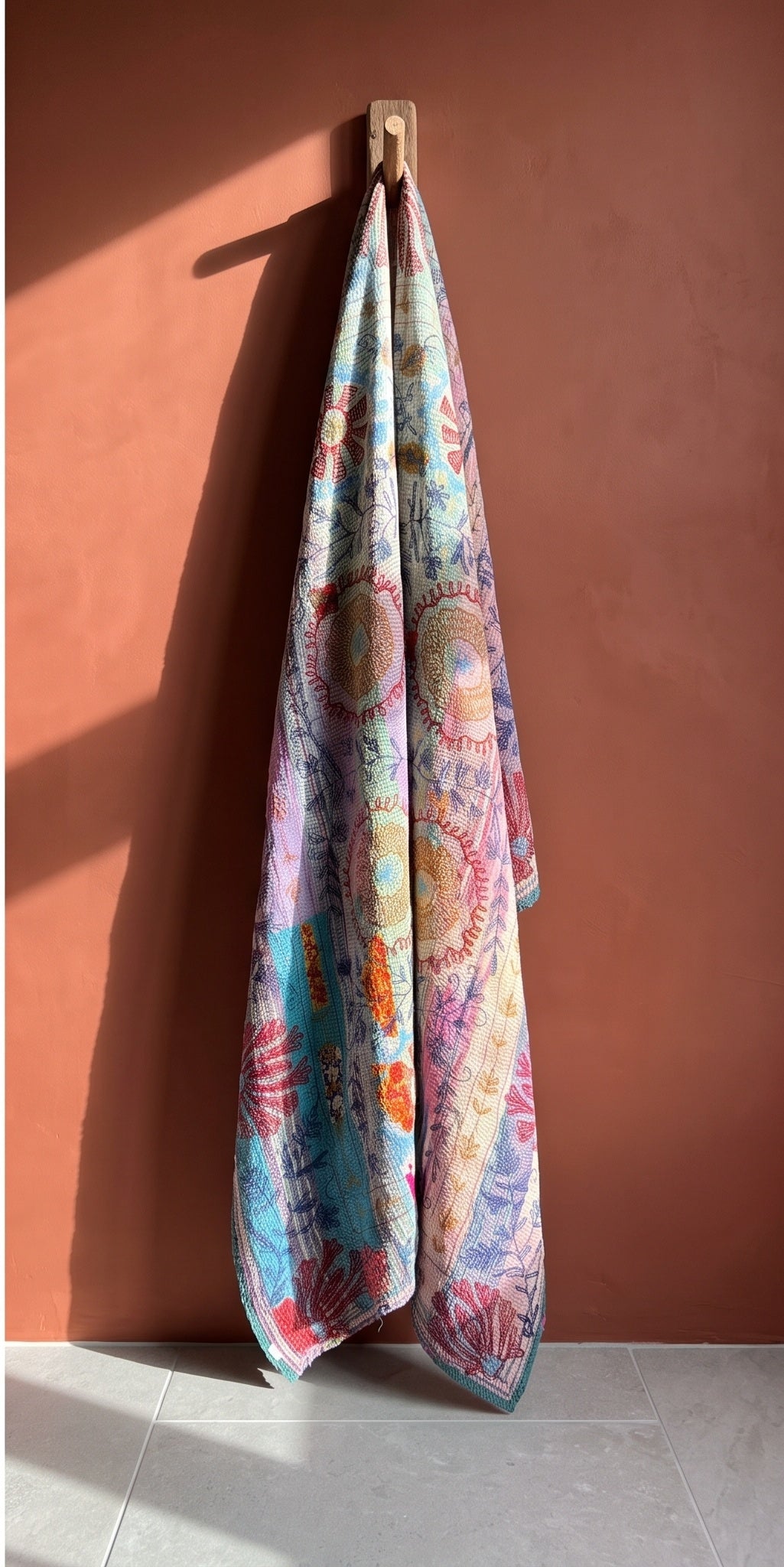 Botanical Fern Reversible Luxury Vintage Suzani Kantha Throw