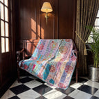 Botanical Fern Reversible Luxury Vintage Suzani Kantha Throw
