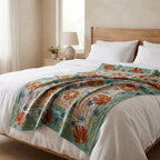 Fern Dew Reversible Luxury Vintage Suzani Kantha Throw