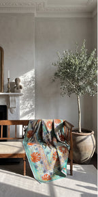Fern Dew Reversible Luxury Vintage Suzani Kantha Throw