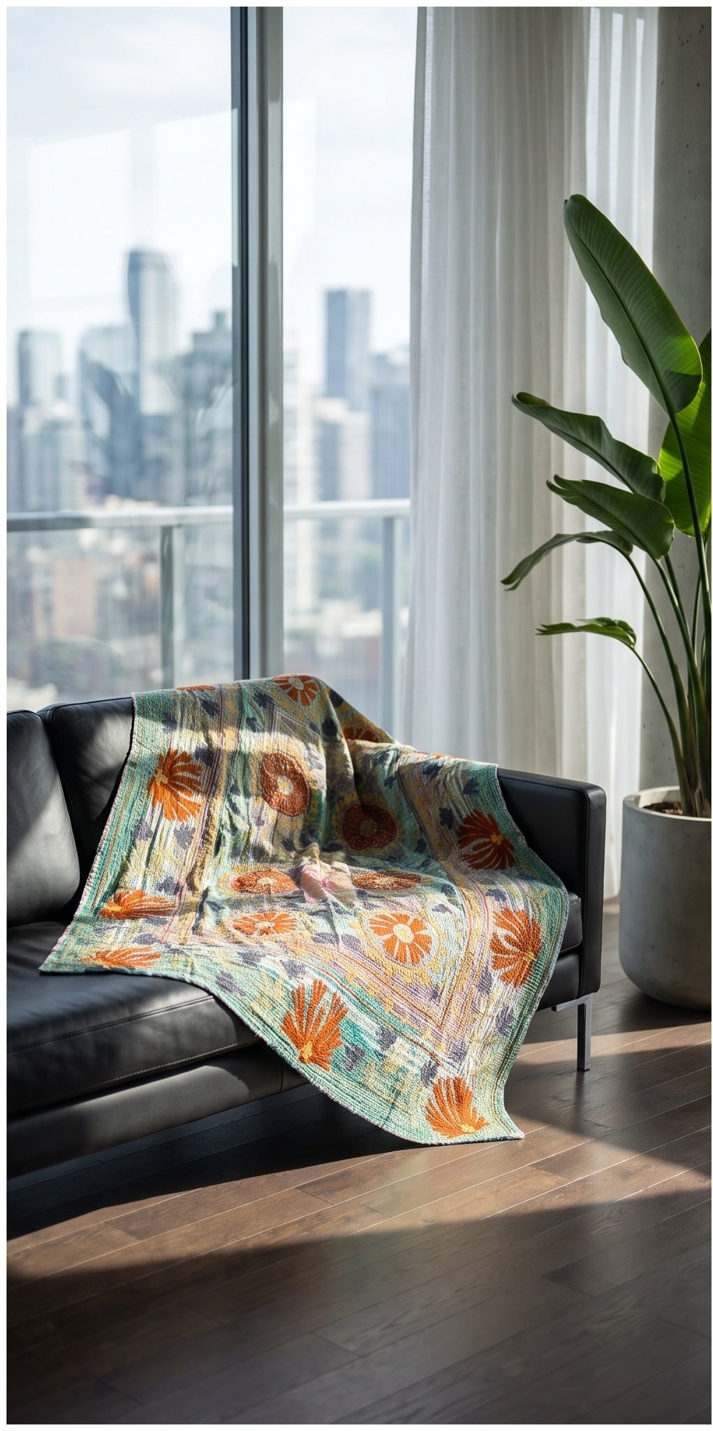 Fern Dew Reversible Luxury Vintage Suzani Kantha Throw
