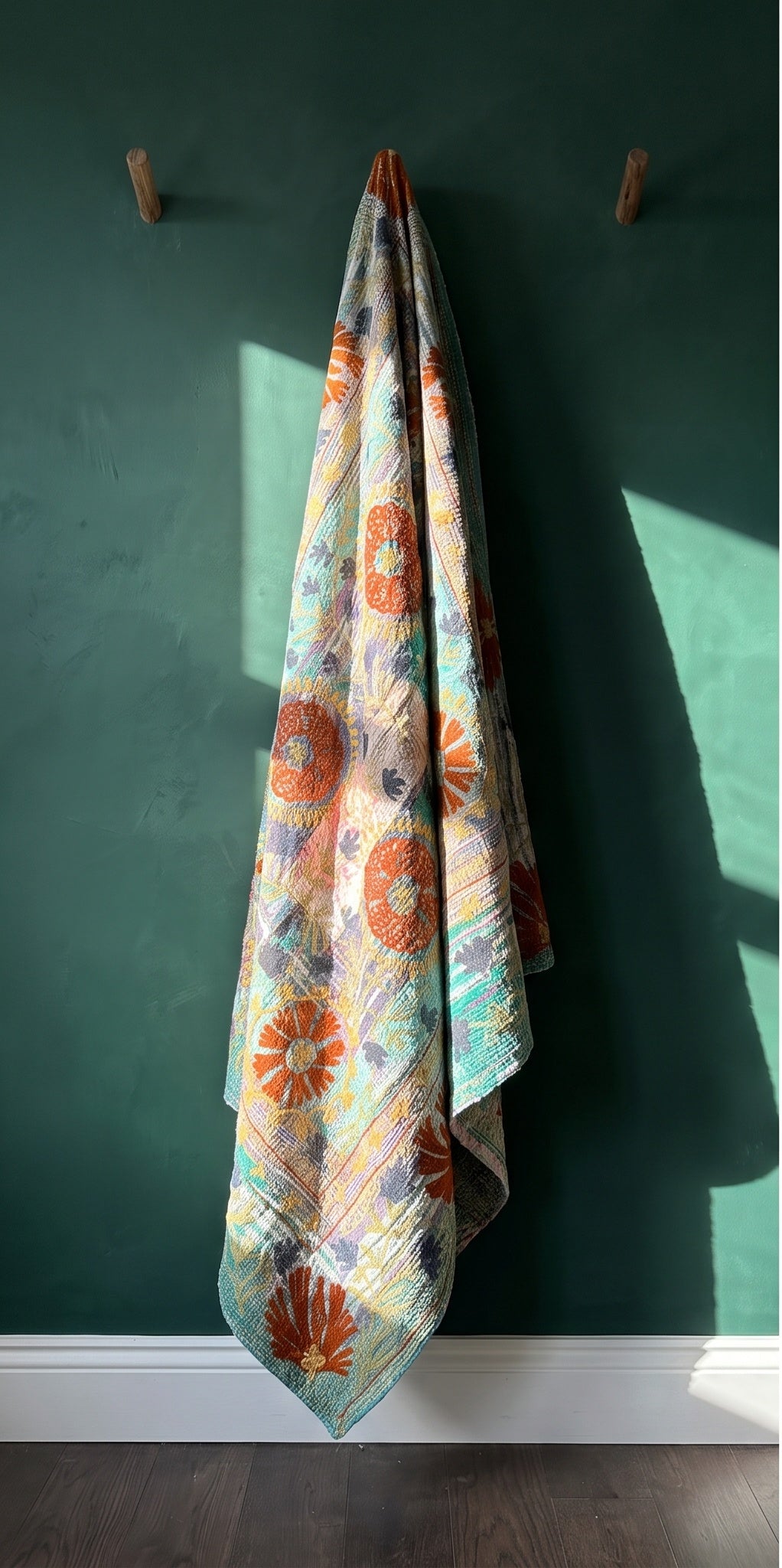 Fern Dew Reversible Luxury Vintage Suzani Kantha Throw