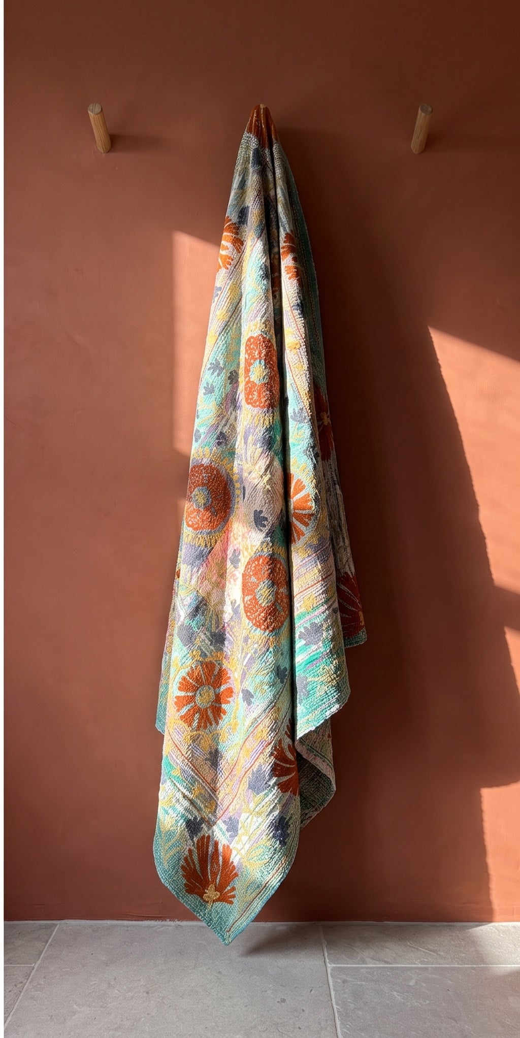 Fern Dew Reversible Luxury Vintage Suzani Kantha Throw