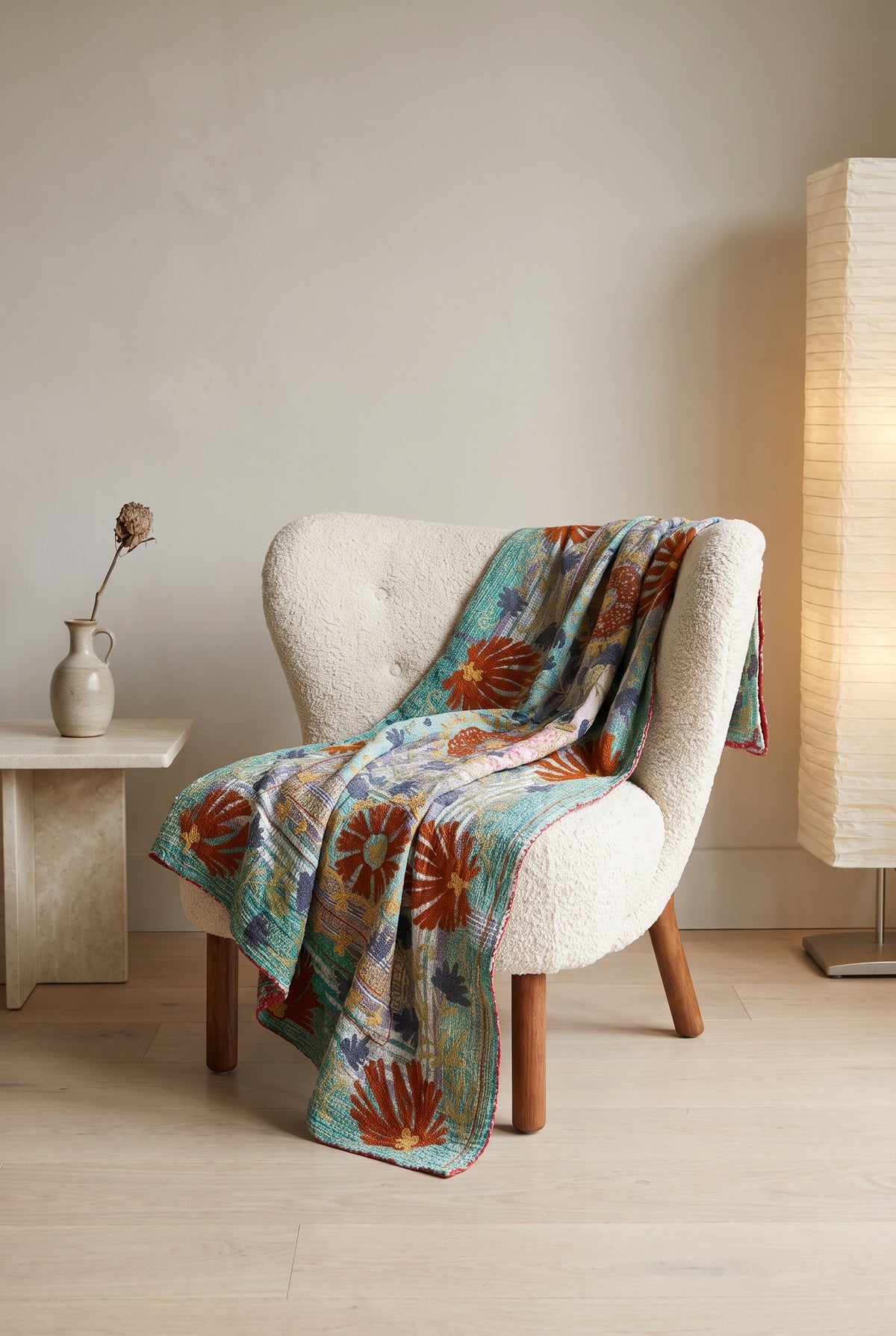 Fern Dew Reversible Luxury Vintage Suzani Kantha Throw