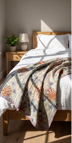 Fern Dew Reversible Luxury Vintage Suzani Kantha Throw