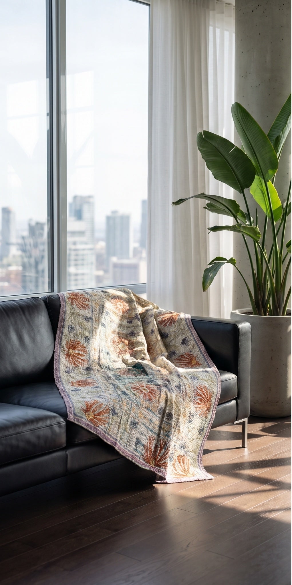 Fern Dew Reversible Luxury Vintage Suzani Kantha Throw