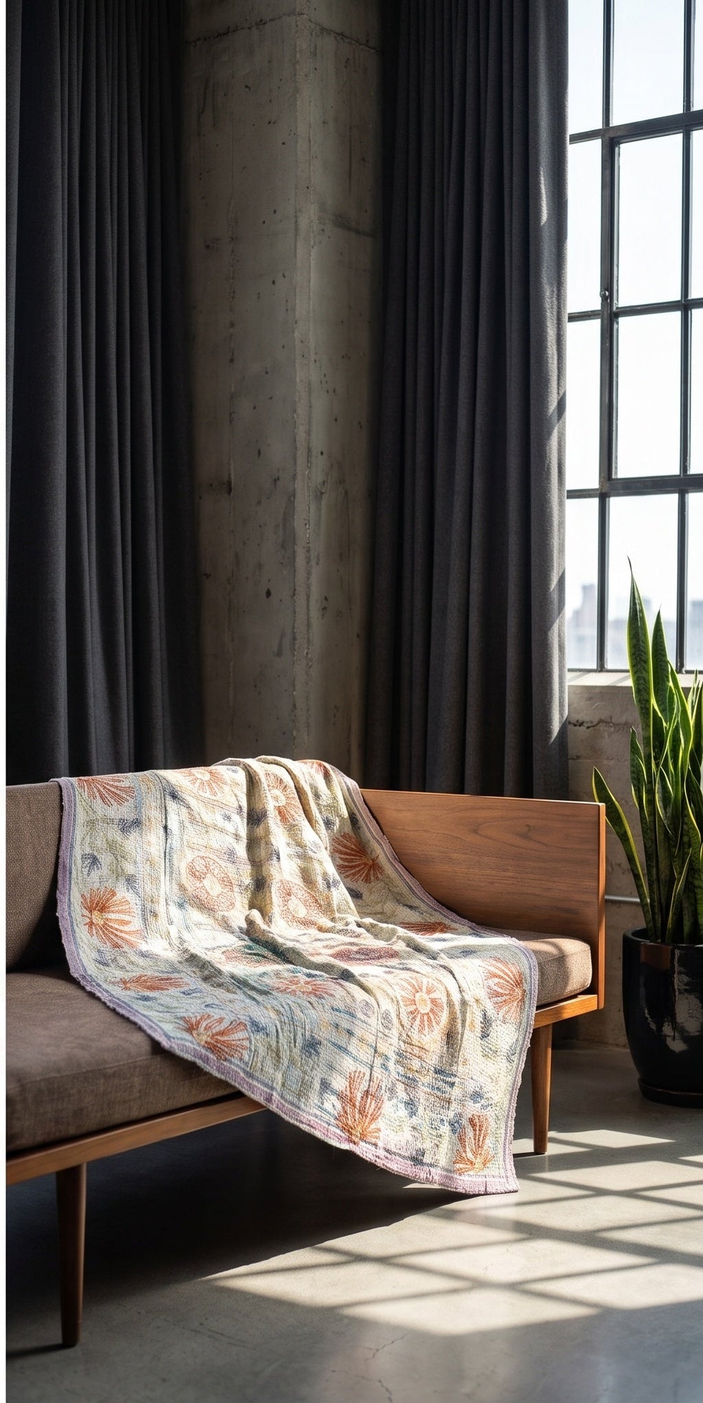 Fern Dew Reversible Luxury Vintage Suzani Kantha Throw