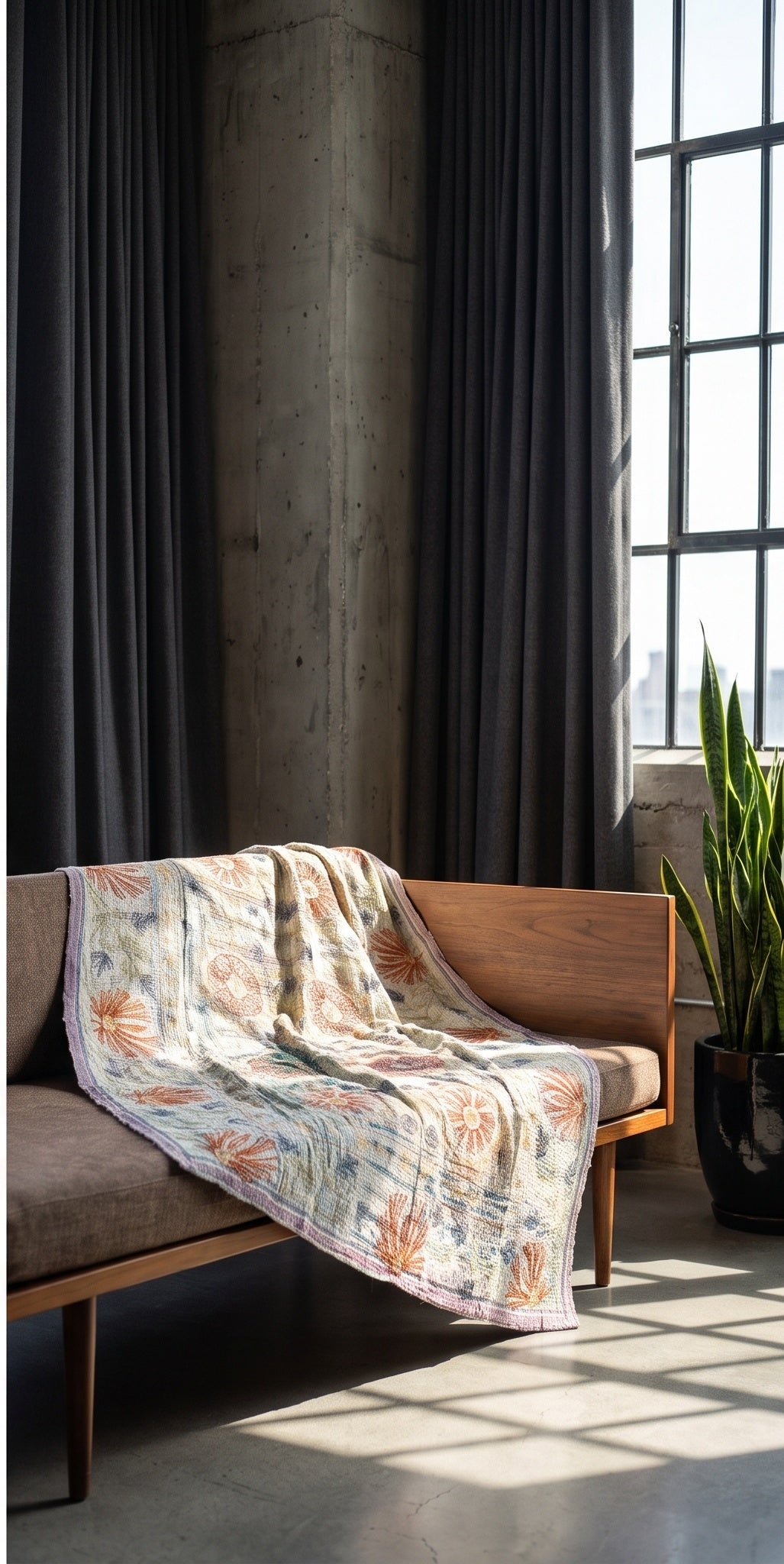 Fern Dew Reversible Luxury Vintage Suzani Kantha Throw