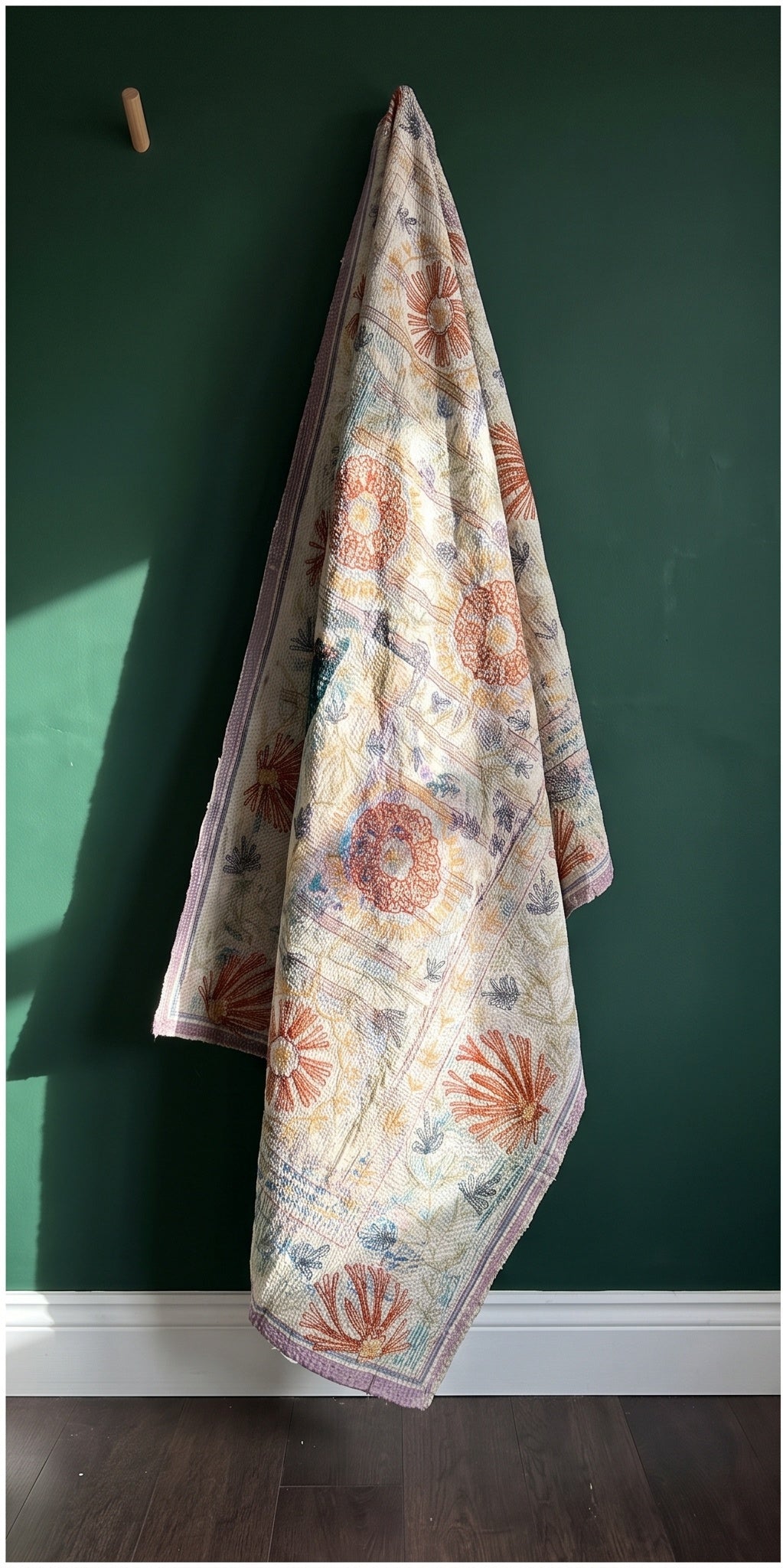 Fern Dew Reversible Luxury Vintage Suzani Kantha Throw