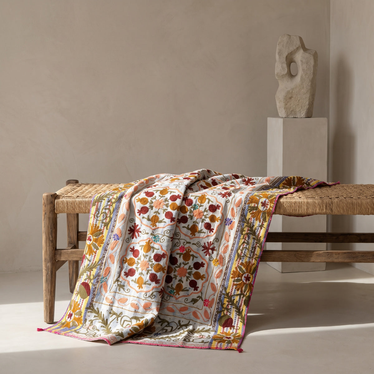 Plaid Kantha vintage de luxe réversible Dew Maple style Suzani