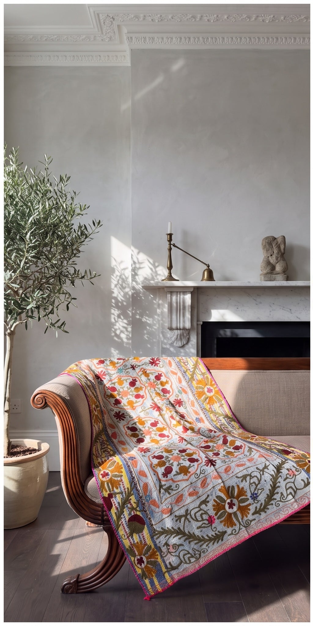 Dew Maple Reversible Luxury Vintage Suzani Kantha Throw