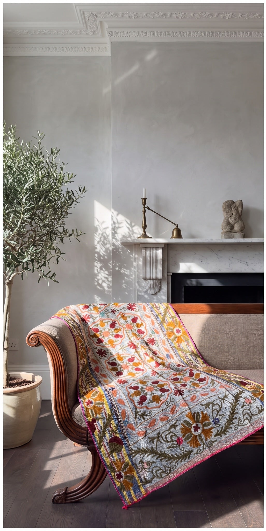 Dew Maple Reversible Luxury Vintage Suzani Kantha Throw