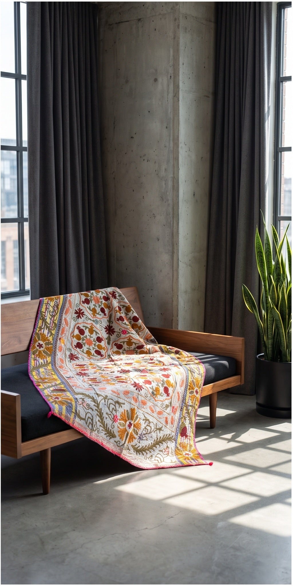 Dew Maple Reversible Luxury Vintage Suzani Kantha Throw