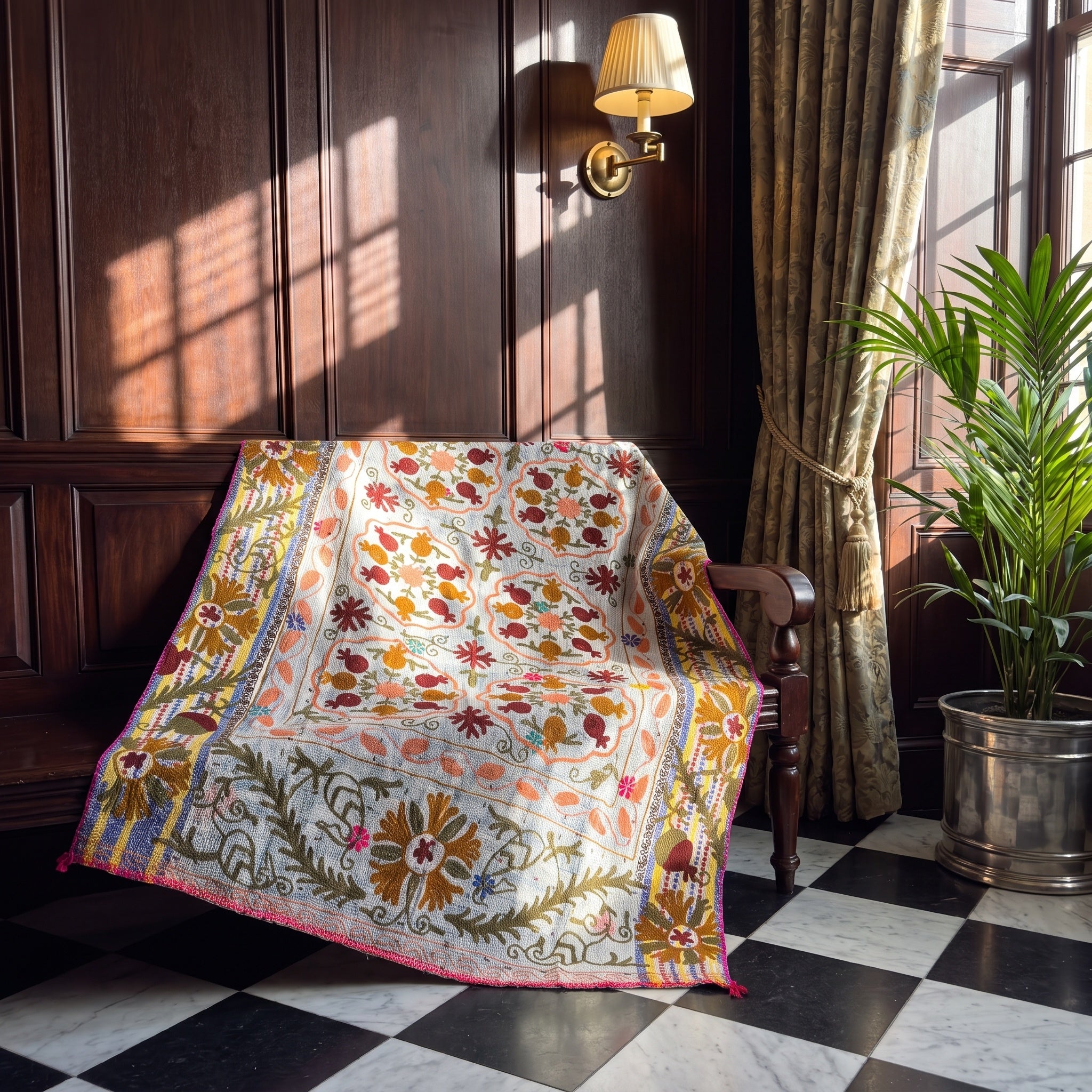 Dew Maple Reversible Luxury Vintage Suzani Kantha Throw