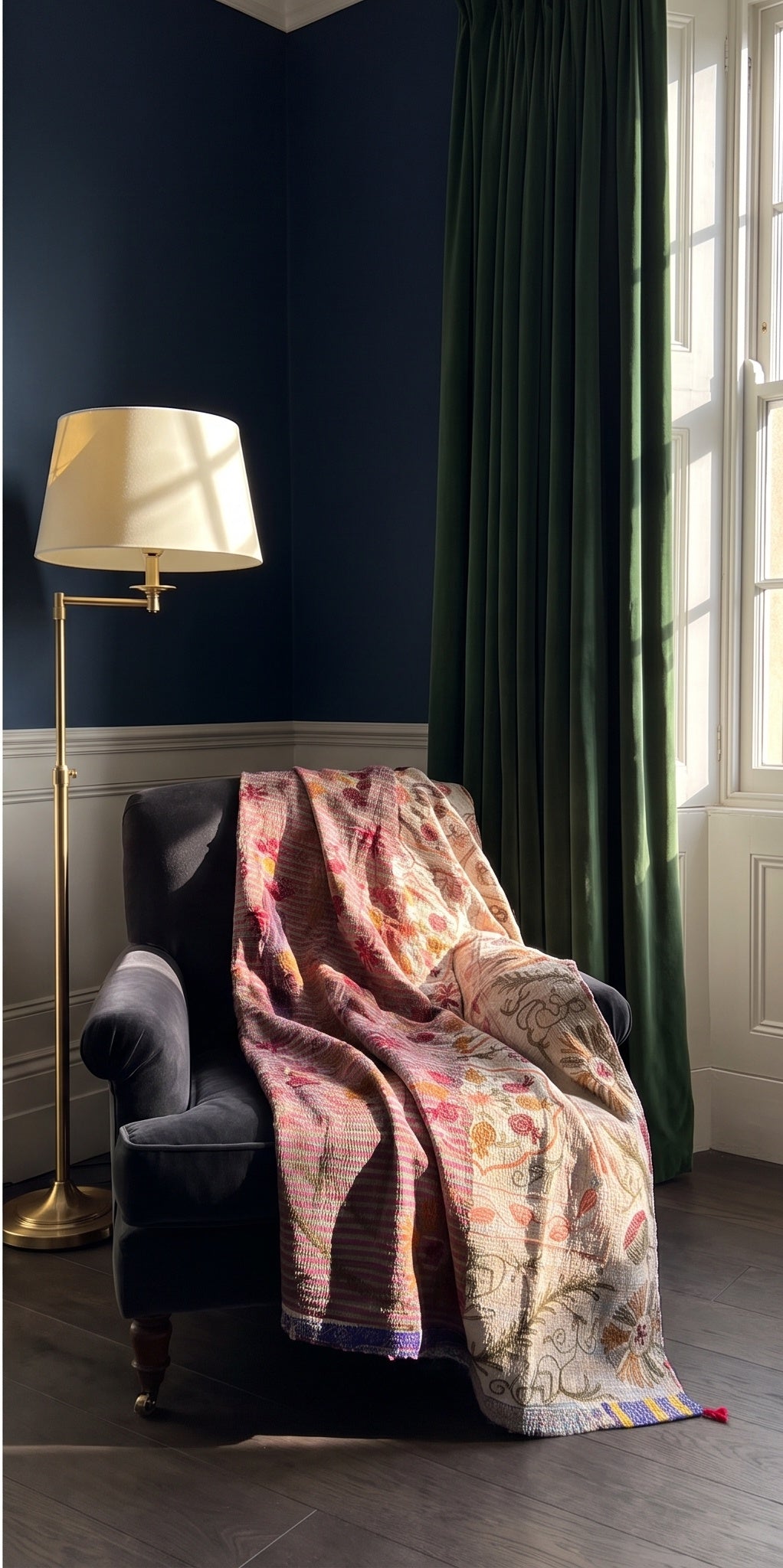Dew Maple Reversible Luxury Vintage Suzani Kantha Throw