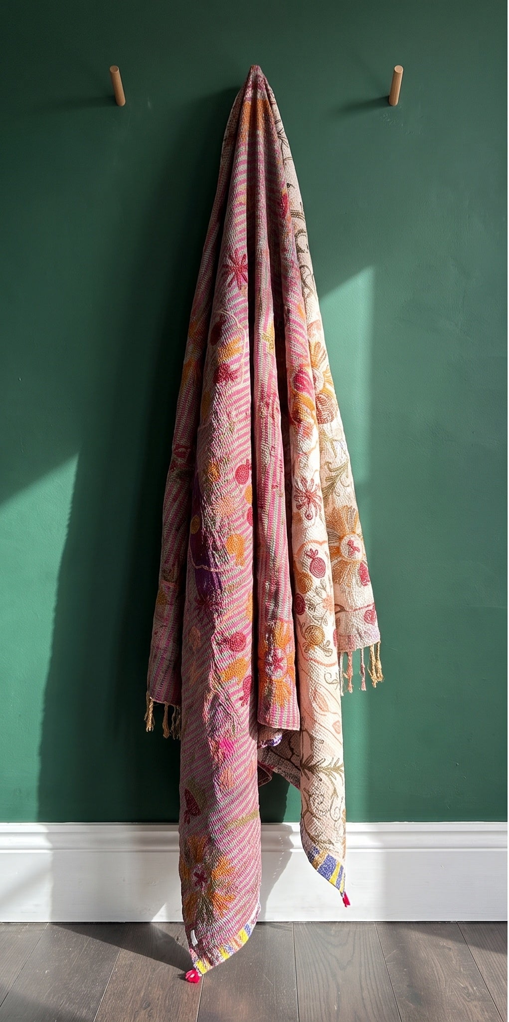 Dew Maple Reversible Luxury Vintage Suzani Kantha Throw