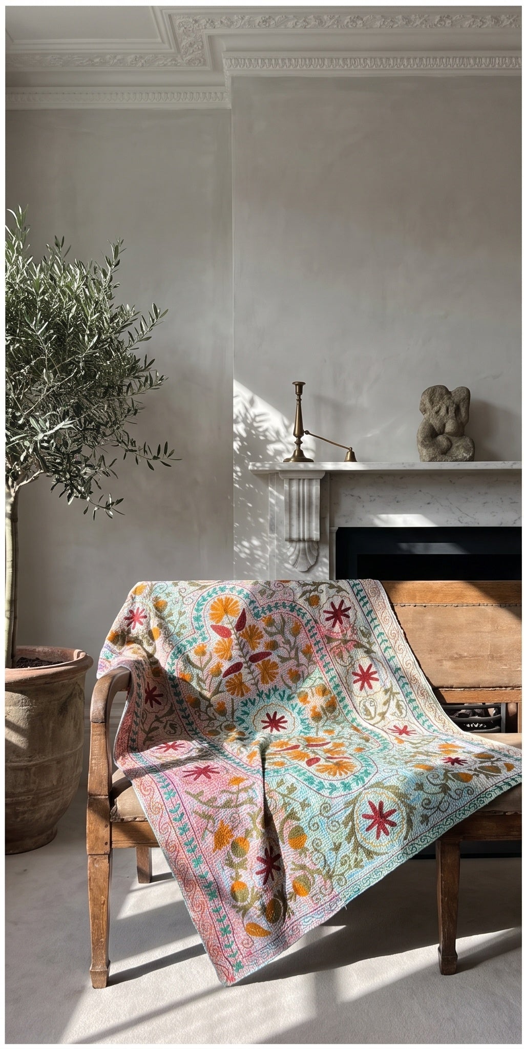 Rock Passage Reversible Luxury Vintage Suzani Kantha Throw