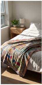 Rock Passage Reversible Luxury Vintage Suzani Kantha Throw