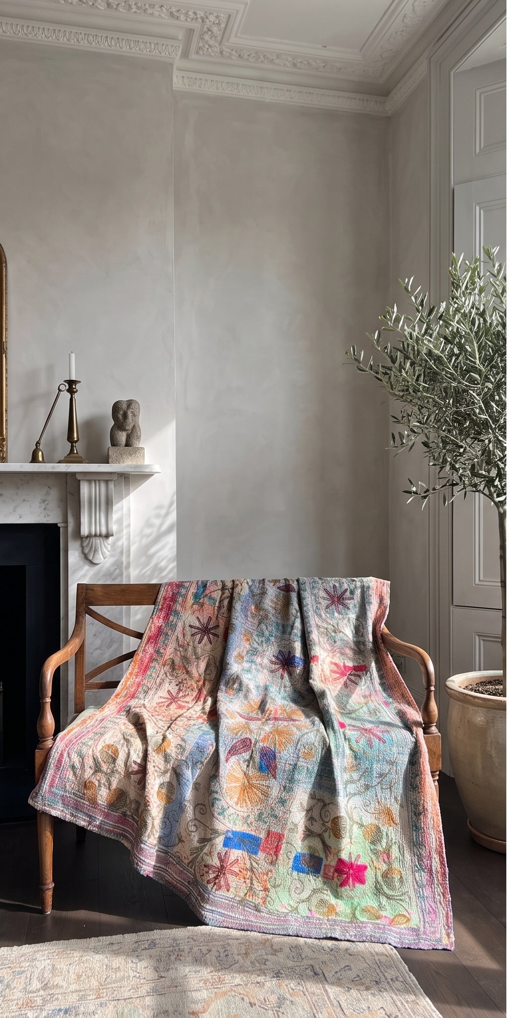 Rock Passage Reversible Luxury Vintage Suzani Kantha Throw