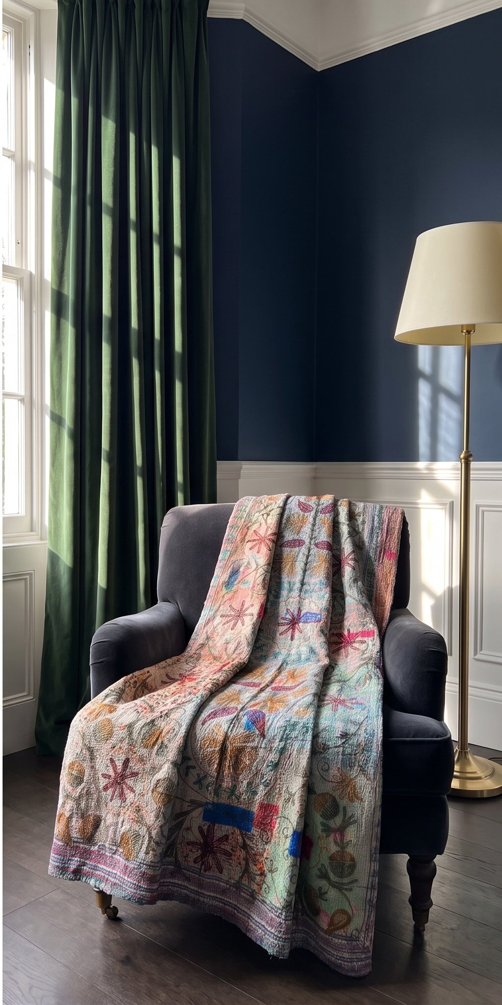 Rock Passage Reversible Luxury Vintage Suzani Kantha Throw