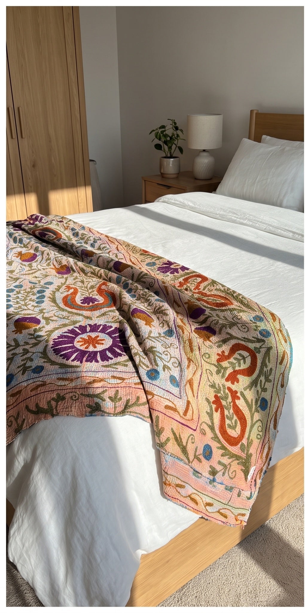 Bloom Passage Reversible Luxury Vintage Suzani Kantha Throw