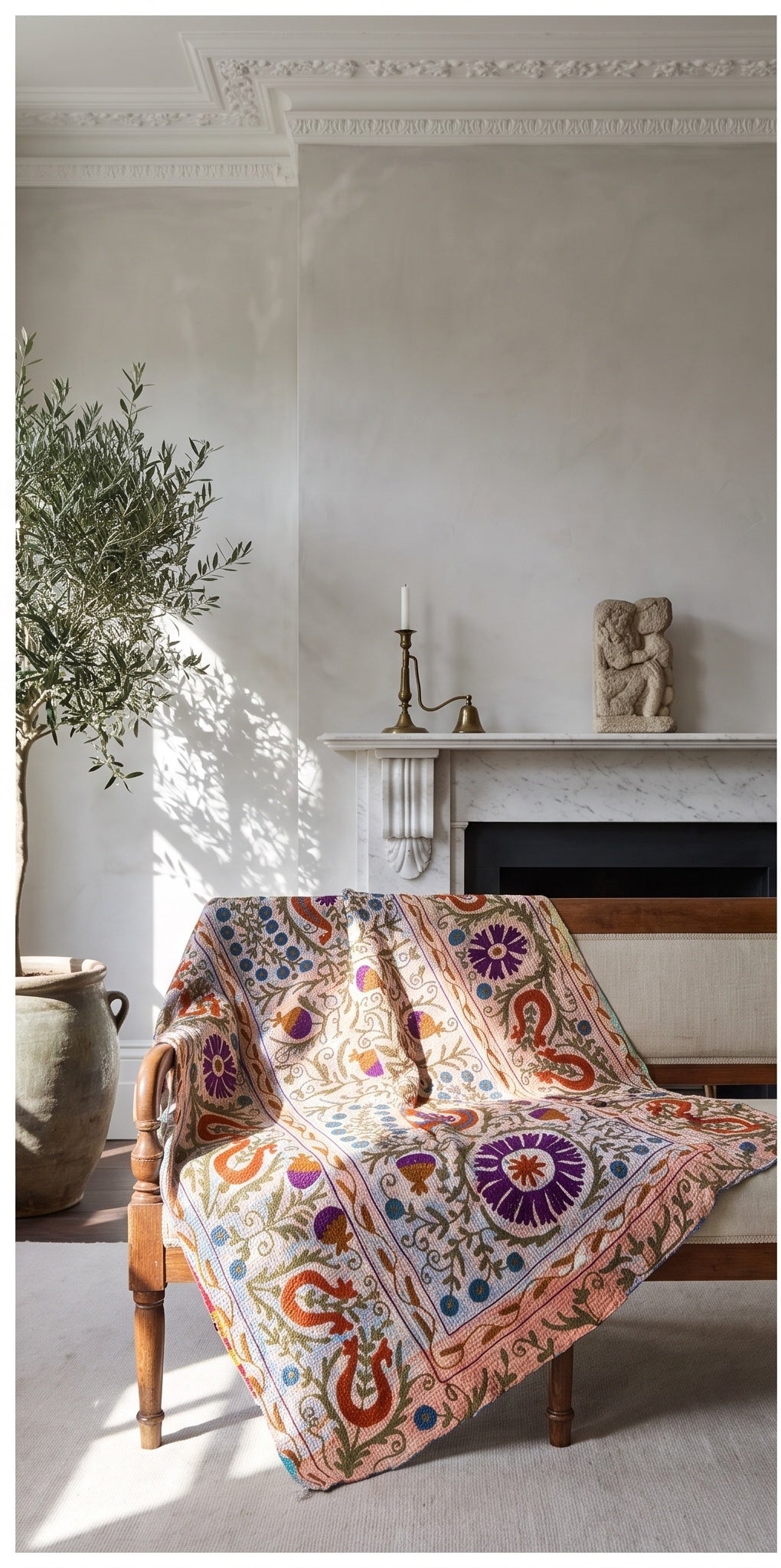 Bloom Passage Reversible Luxury Vintage Suzani Kantha Throw